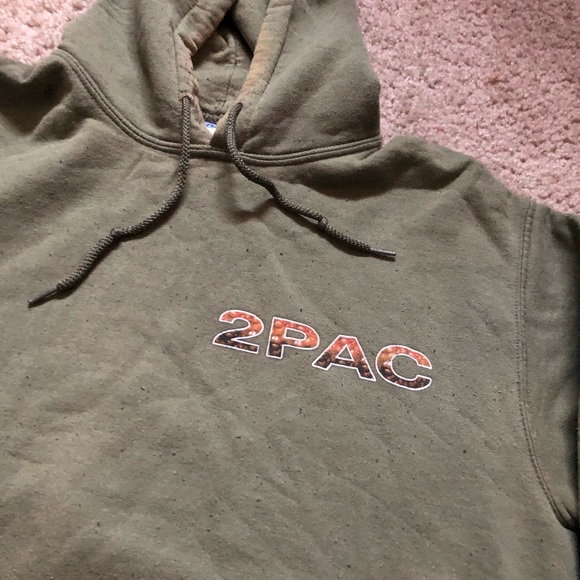 Vintage *RARE* 2pac rap tee hoodie green small - Picture 3 of 8